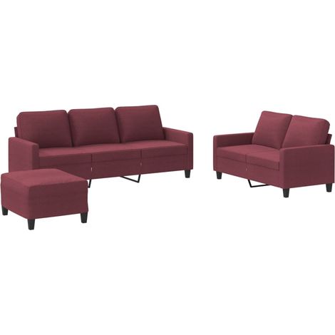 Maison Exclusive - Set di Divani 3 pz con Cuscini Rosso Vino in Tessuto