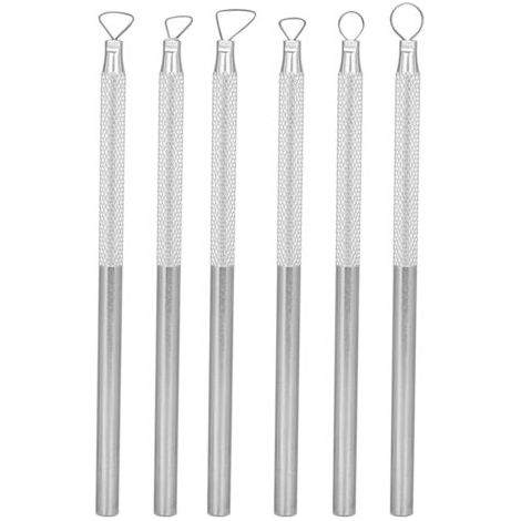DEESSE SHOP-6 Pièces Accessoires de Sculpture en Alliage D'aluminium Gravure Sculpture Grattoir Argile Poterie Ensemble D'outils avec Poignée, pour Boue, Grattage D'argile, Gaufrage, (1/5)