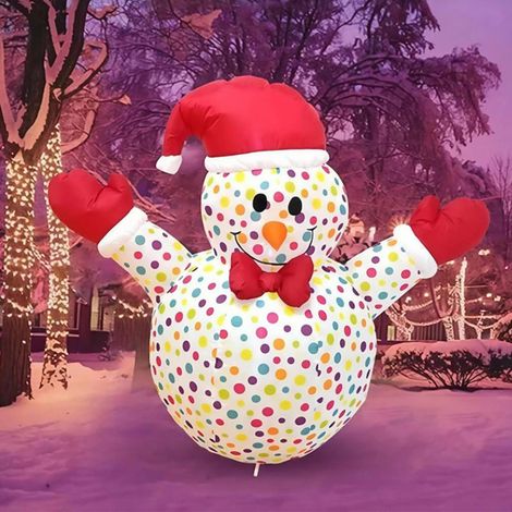 Bonhomme de Neige Gonflable Lumineux à avec Chapeau de Noël - 1.2m avec Lumières LED pour Intérieur et Extérieur - Décoration de Jardin (1/5)