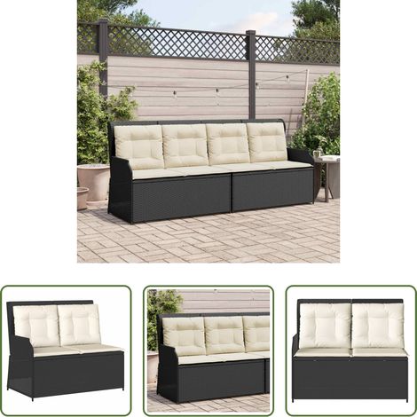 vidaXL Poly-Rattan - Gartenbank Schwarz Poly-Rattan (1/5)