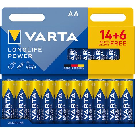 Pila alkalina longlife power aa - lr06 (blister 20 unid. 14+6) ø14,5 x 50,5 mm