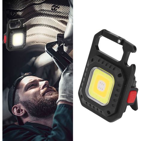 Lampe porte-clés COB 500 lm, mini lampe torche rechargeable, lampe de poche portable avec support pliable, idéale pour la pêche, la marche et le camping. (1/5)