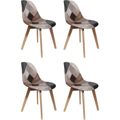 Lot de 4 Chaises Patchwork "Colmar" 85cm Gris (1/5)
