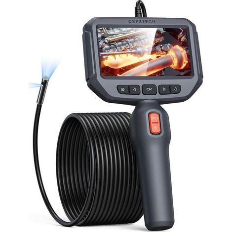 Endoskopkamera mit zwei Objektiven, 4,3"-IPS-Bildschirm, tragbares Endoskop, 1080p-8-mm-Endoskopkamera, wasserdichte IP67-Rohrinspektionskamera mit Beleuchtung, 5 m langes, halbstarres Kabel, Gadgets (1/4)