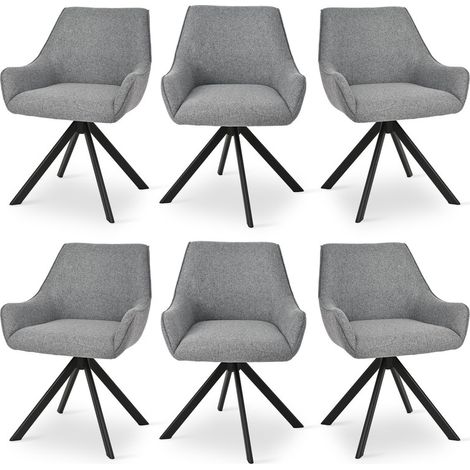 Goeurvant 360° drehbarer Sessel mit geschwungener Rückenlehne und weichem Kissen, perfekte Kombination aus Stil und Komfort - 6er Set - Hellgrau