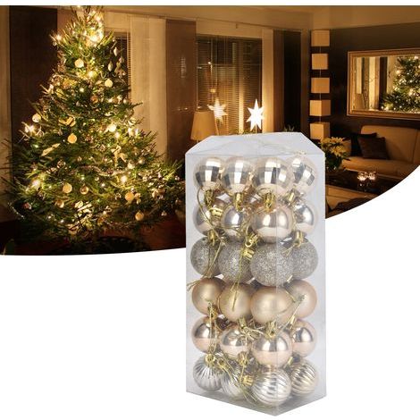 36 Unbreakable Christmas Balls, Gold Tree Decorations, Hanging Ornaments for the Holiday Season (1/5)