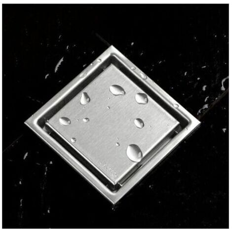 NALOOKAMIC Siphon de sol invisible en acier inoxydable 304 drain de sol déodorant épaissi carré 10 x 10cm (1/4)