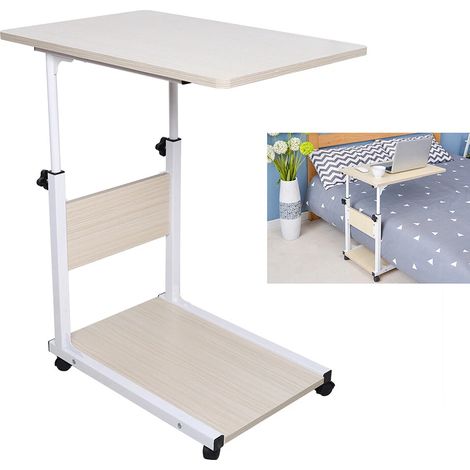 Betttisch Auf Rollen Computertisch Pflegetisch Mit Mobiler Beistelltisch Für Pflegebett Krankenhaus Tische Fürs Bett Höhenverstellbar Holz Einfach Und Modern Freies Anheben 50 x 35 x (5580) cm