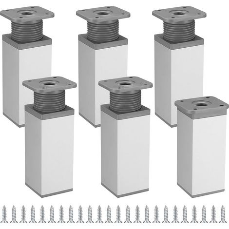 6 Pieds de meuble, Hauteur réglable, Alliage d'aluminium, Robuste, Pour cuisine armoires table canapé