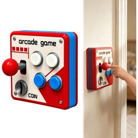 Pannello di controllo arcade retrò con leva mobile e pulsanti colorati  Pannello interruttori arcade retrò - Regalo per giocatori, casa, camera da letto, ufficio (1 pezzo) (1/5)