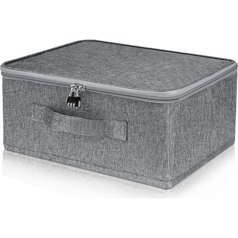 Boîte de rangement verrouillable pour le rangement et l'organisation - Boîte de rangement en tissu avec couvercle - Boîte de rangement verrouillable en carton avec couvercle pour vêtements (1/5)