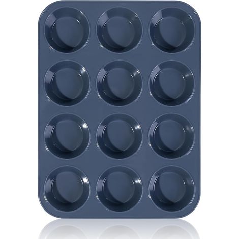 Molde grande para muffins Super Kitchen, molde de silicona de 12 cavidades, molde antiadherente para muffins o cupcakes, molde para hornear muffins o cupcakes, utensilios de repostería 33 x 25 x 3 cm (1/5)