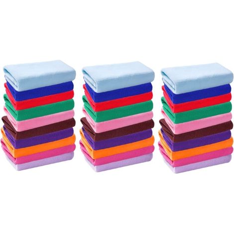 30pièces Serviettes Microfibre Lot de Serviettes à Main Multicolores Sèche Rapidement Et Absorbantes Idéales pour Maison Salons De Coiffure (1/5)