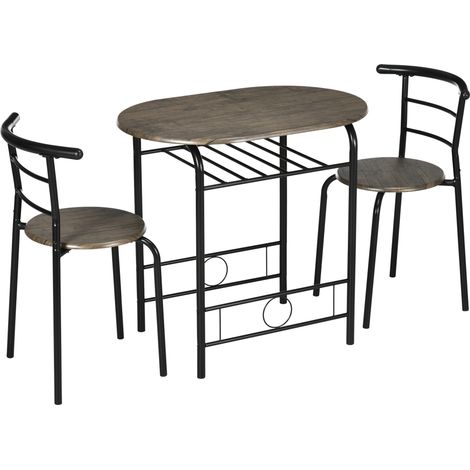 Set da Bistrot con Tavolo Nero 80x53x74,5 cm e 2 Sedie per Spazi Compatti (1/5)