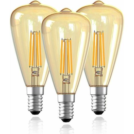 Ampoule vintage E14, LED Edison ST48 E14, lampe décorative rétro, ampoule Edison vintage antique, 4 W, filament blanc chaud, pour restaurant, café et bar (lot de 3) (1/5)