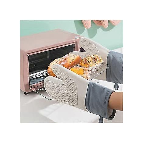 Gants isolants en silicone blanc SZTXJ (1 paire), maniques de cuisine en silicone, gants de cuisine imperméables et antidérapants en silicone, gants épais isolants et anti-effilochage (1/2)