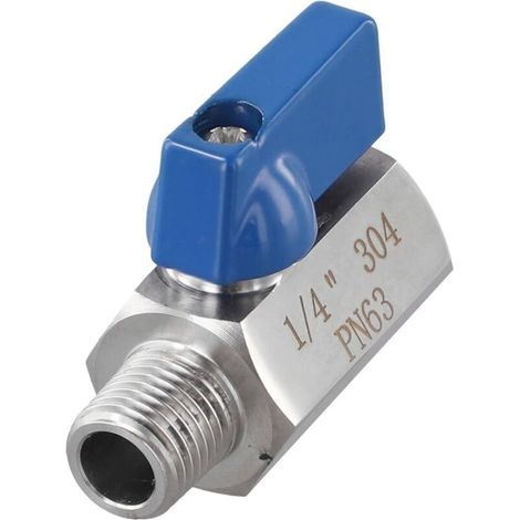 Hochleistungs-Mini-Kugelhahn aus Edelstahl 304, geeignet für Anwendungen mit normalem Druck und ausgestattet mit einem Vierteldrehschalter (1/4"). (1/3)