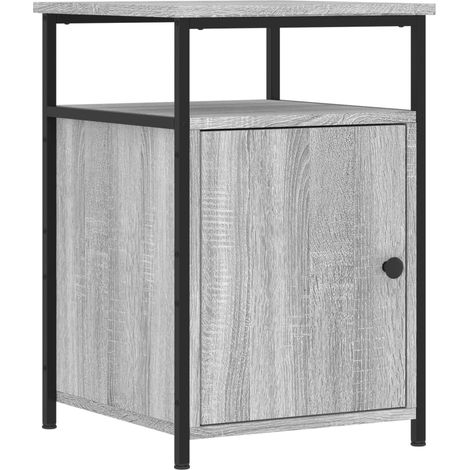 Comodino con contenitore e anta 40 x 42 x 60 cm legno ingegnerizzato grigio e ferro DEC034662