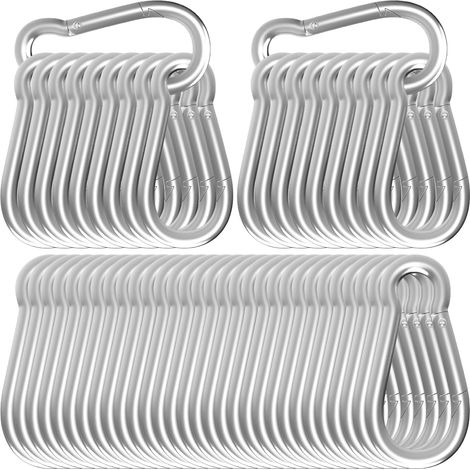 Mousquetons à ressort robustes, maillons rapides en acier galvanisé, clips à ressort noirs et argentés, plusieurs tailles : 4 cm, 5 cm, 6 cm, 7,5 cm et 10 cm, pour balançoire, hamac, camping, porte-cl (1/5)