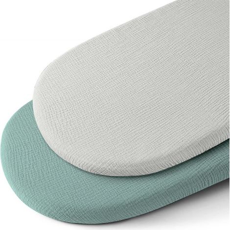 Ensemble de drap-housse/sommier (32 x 17 cm) en gaze de pur coton, doux, confortable et respirant. Convient aux berceaux. La housse de matelas est amovible et lavable. Lot 3 (1/5)