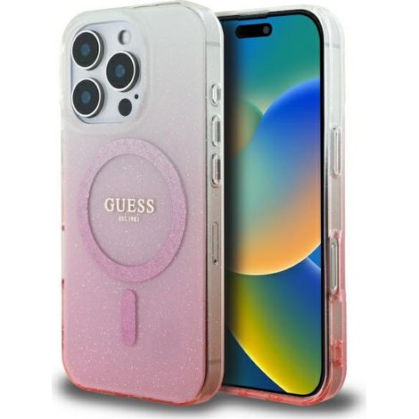 Custodia Guess Glitter Gradient MagSafe per iPhone 16 Pro, colore rosa (1/5)