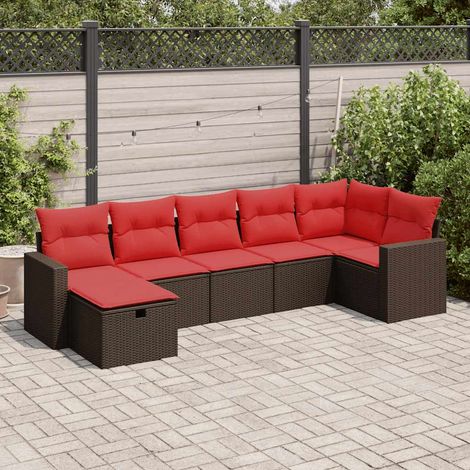 vidaXL Salon de jardin avec coussins 7 pcs marron résine tressée (1/5)