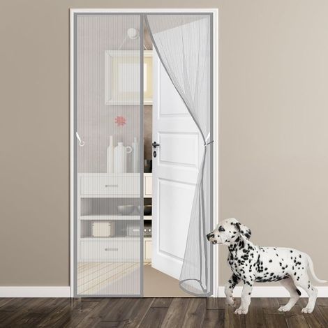 Moustiquaire Porte Fenetre 90 x 210 cm Magnetique Rideau Anti Mouche Porte Moustiquaire Anti Insecte Mouche Moustique pour Couloirs Gris (1/5)