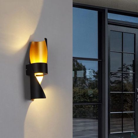 Applique murale LED extérieure spirale IP65 en aluminium, luminaire décoratif pour façade, terrasse, garage et jardin – Noir (1/5)
