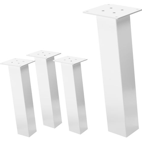 ML-Design Set di 4 Gambe per Tavolo Inclinate A: 42 cm Bianco Lucido in Acciaio Verniciato a Polvere Forma a I Profilo 8x8 cm con Inclinazione di 96° Piedini in Metallo per Panchine Tavolini
