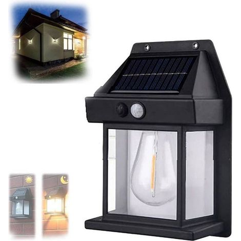 Trade Shop - Lampada A Show Sensore Moviment Luce Tungsteno Led Applique Ip65 Nero - (1/5)