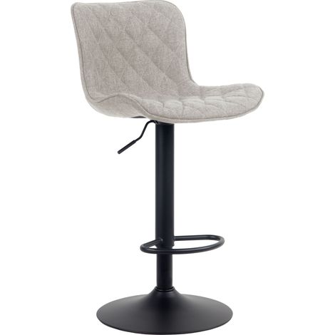 Tabouret de bar Emma Pied en Métal Hauteur réglable Siège pivotant Taupe Tissu (1/4)