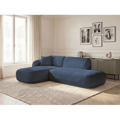BOBOCHIC - Canapé d'angle fixe modulable ANDA avec 1 méridienne et 1 chauffeuse bout de canapé Angle gauche  Bleu foncé