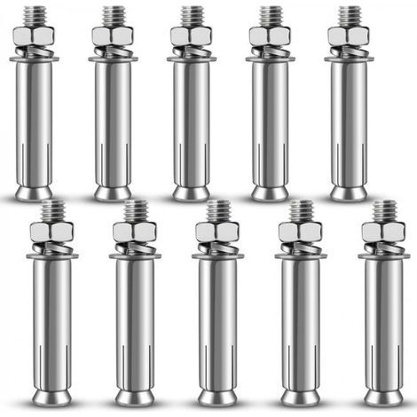 10 Pieces M860mm Expansion Screws 304 Stainless Steel Heavy Duty Concrete Anchor DIY Hardware Tools for Wall Construction (1/5)