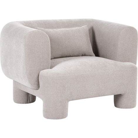 Sillón tapizado de tela con textura aterciopelada patas cilíndricas estilo orgánico beige Hogbo