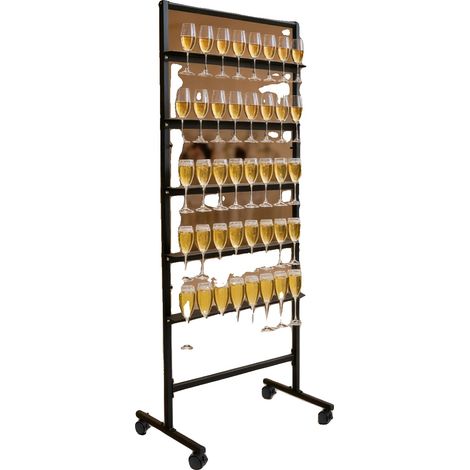 Porte-verres à champagne, présentoir à 5 niveaux, construction en acier, 6640172 cm, supporte 8 verres par niveau, 4 roulettes pivotantes (1/5)