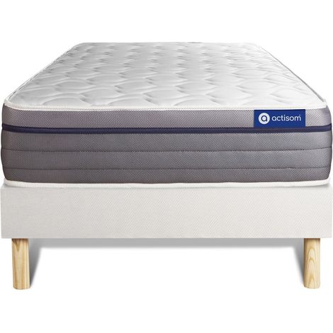 Somier blanco + Colchón con látex y espuma viscoelástica 80 x 190