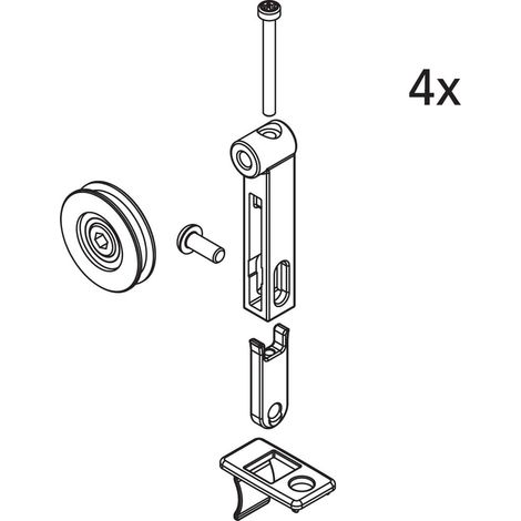 Kermi Laufrollen Set oben, EBLI026, Silber Mattglanz/Silber Hochglanz, 2534910