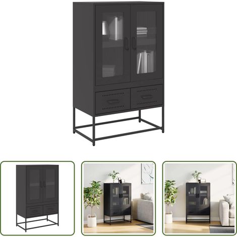Schrank -  Highboard Schwarz 68x39x111,5 cm Stahl (1/5)