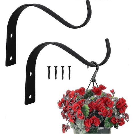 Lot de 4 crochets muraux pour plantes d'intérieur et d'extérieur, parfaits pour suspendre pots de fleurs et lanternes. (1/5)