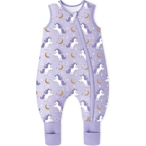 Gigoteuse matelassée sans manches à jambes fendues 1,5 Licorne violette S (1/5)