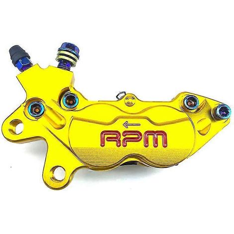 Étrier de frein de moto 40 mm, piston P4, pompe de frein axiale pour scooters et motos tout-terrain Honda, Yamaha, Kawasaki, Suzuki (modifiable) - Côté gauche doré (1/5)