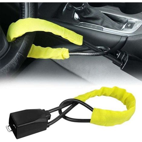 Giallo, bloccasterzo, bloccacinture di sicurezza, antifurto per borse, adatto alla maggior parte di auto, SUV, golf cart, 655,7 cm