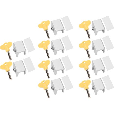 Lot de 10 verrous de sécurité pour fenêtres coulissantes en aluminium, réglables et faciles à installer, avec clés.