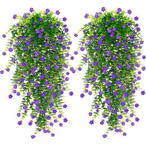 Lot de 6 fleurs artificielles d'extérieur résistantes aux intempéries et aux UV - Plantes artificielles à suspendre - Plantes artificielles en plastique pour extérieur, jardinière, balcon (1/5)