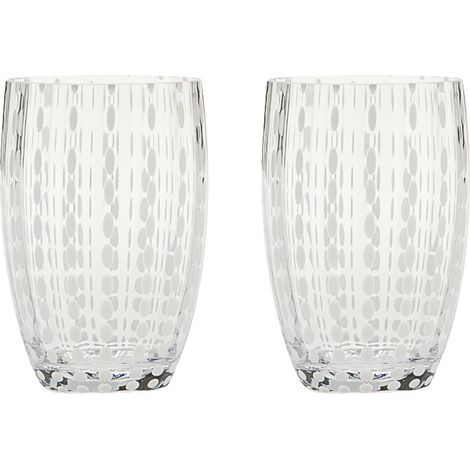 Zafferano Perle Bicchiere Trasparente - Vetro Colorato Soffiato a Bocca, 32 cl, Lavorato a Mano - Set da 2 Tumblers Artigianali per Acqua o Cocktail (1/2)
