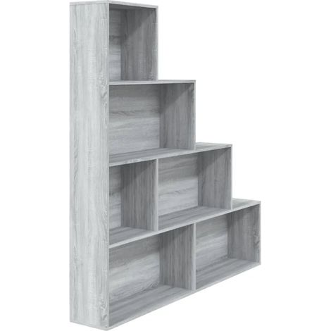 Libreria classica ed essenziale 155 x 24 x 160 cm ampio spazio di archiviazione stile contemporaneo in legno multistrato grigio 020048157