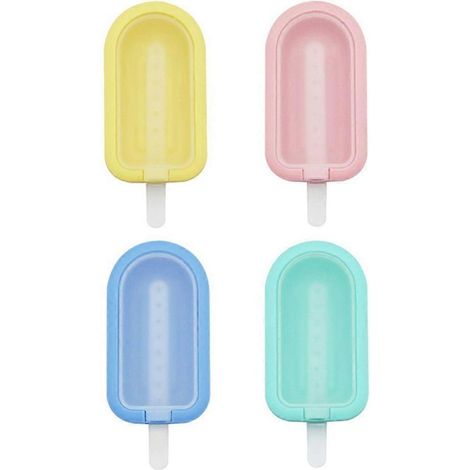 Lot de 4 moules à glaces en silicone alimentaire, fabricant de crèmes glacées avec couvercle. (1/4)