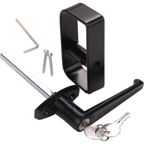 Kit de serrure à poignée en L avec clés identiques et vis pour maison de jeu et poulailler 114 mm Poignée en L 1 kit (1/5)