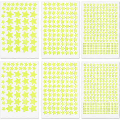 904 Pièces Étoiles Phosphorescentes Plafond 10/15/25 mm, Étoile Fluorescente Chambre Enfant Autocollants Lumineux Ciel Étoilé, Décoration Murale pour Fille Garçon, Stickers Déco Nuit (1/5)