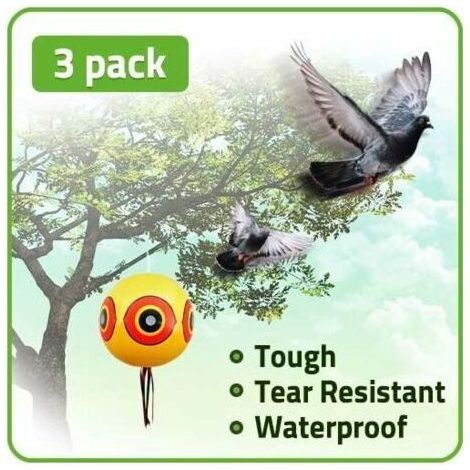 VURAHOME - Ballons répulsifs anti-oiseaux – Couleur jaune vif – Résistants aux déchirures et intempéries – Protection contre pigeons et corbeaux – Lot de 3